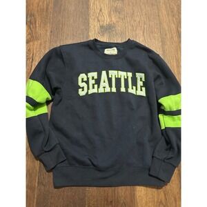 New York Popular Mens Seattle Crewneck Sweatshirt Navy Green Size M
